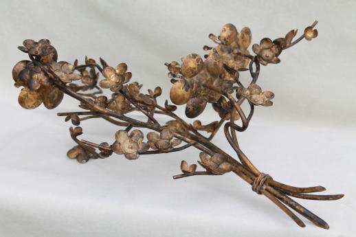 Japanese ironwork wall sconce candle holder, wab-sabi wrought iron cherry blossoms