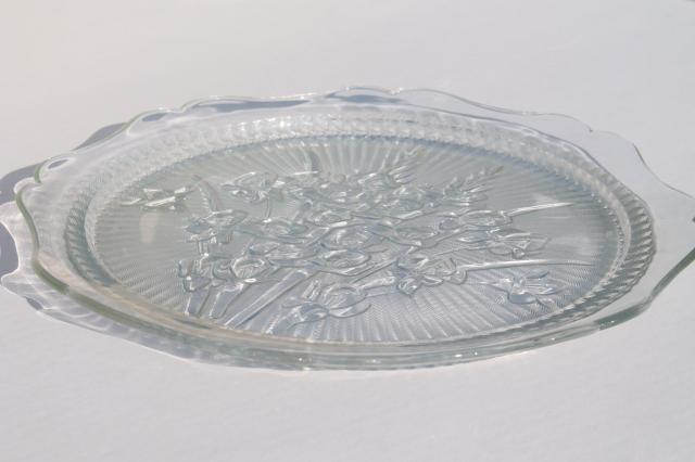 Jeannette Iris And Herringbone Pattern Clear Depression Glass Serving Plate 6709