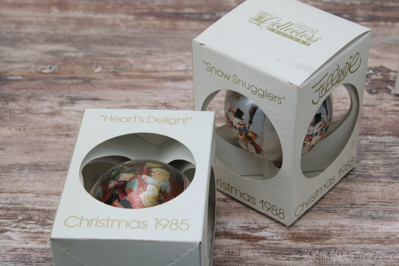Jerrandie 1970s 1980s vintage Schmid round ball Christmas ornaments in boxes, lot of 12