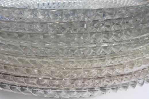 Jersey swirl pattern pressed glass, 8 antique vintage glass dinner plates