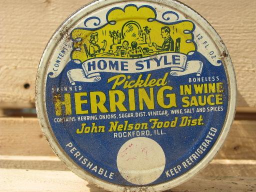 John Nelson - Rockford old advertising lid, vintage glass herring jar