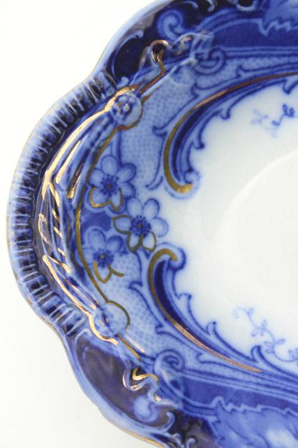 Johnson Bros Argyle flow blue, antique blue & white china platter or mini tray