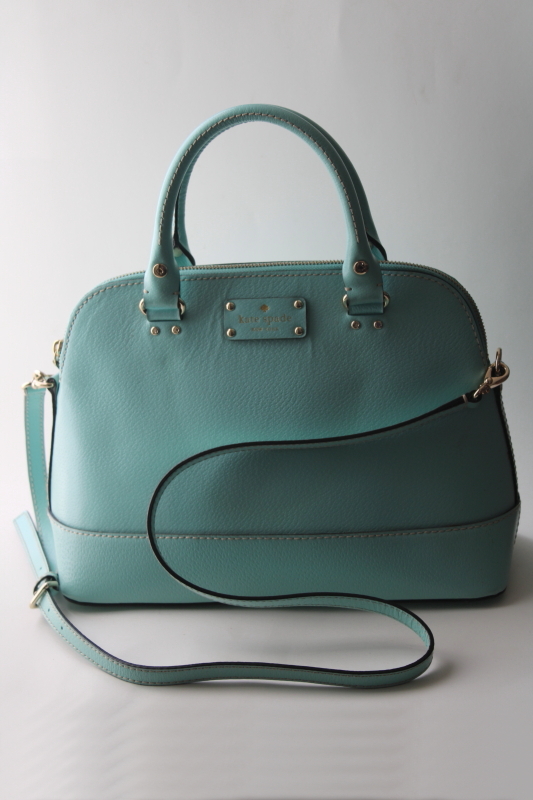 Kate Spade robins egg tiffany blue leather Wellesley Rachelle satchel, crossbody bag purse