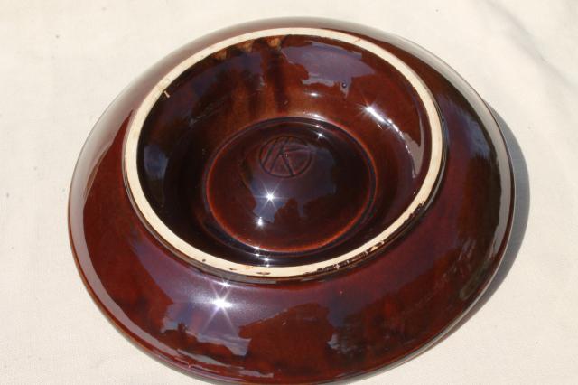 Kathy Kale vintage brown drip pottery chip & dip one piece server bowl