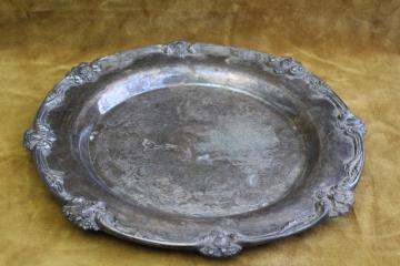 King George III ornate vintage silverplate salver or round tray International Silver