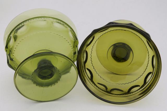 Kings Crown Colony avocado green glass champagne glasses or sherbet dishes