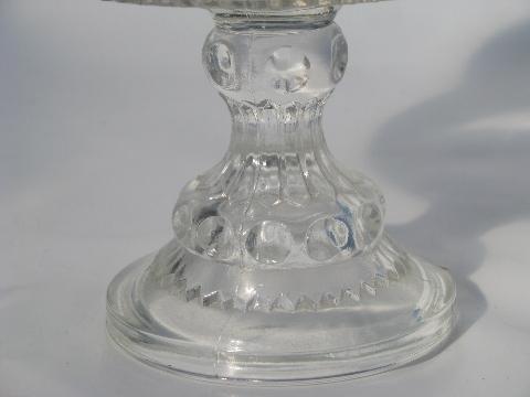 King's Crown silver platinum band glass covered compote, wedding bowl