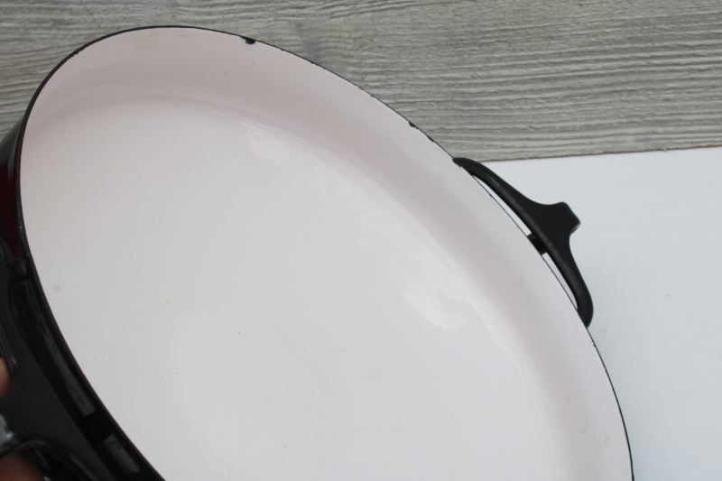 Kobenstyle Dansk black  white enamel paella pan mod vintage made in France