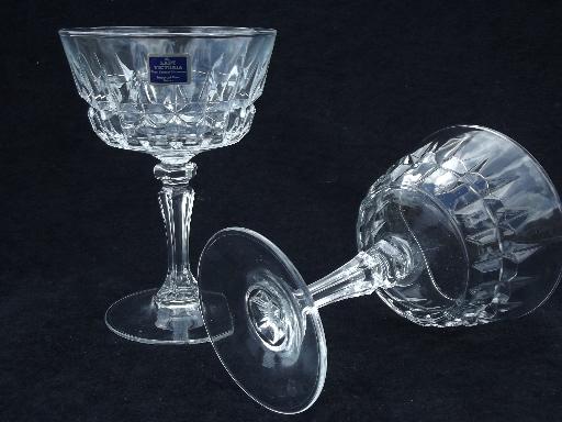 Lady Victoria french glass stemware, wine glass set, champagnes w/ labels