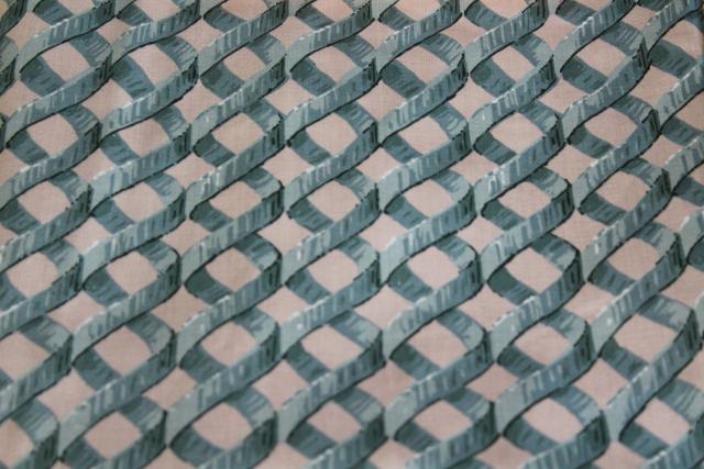Laparelli 5th Avenue green lattice print 1980s vintage decorator fabric teflon coated cotton