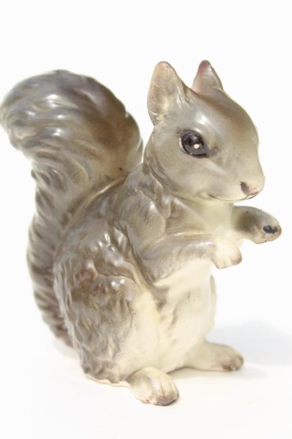 Lefton china pair of squirrels, grey squirrel figurines Lefton's Japan label