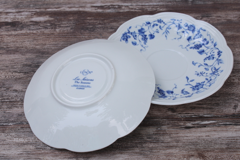Lenox Les Saisons vintage French country blue and white china toile print mug cups saucers Summer