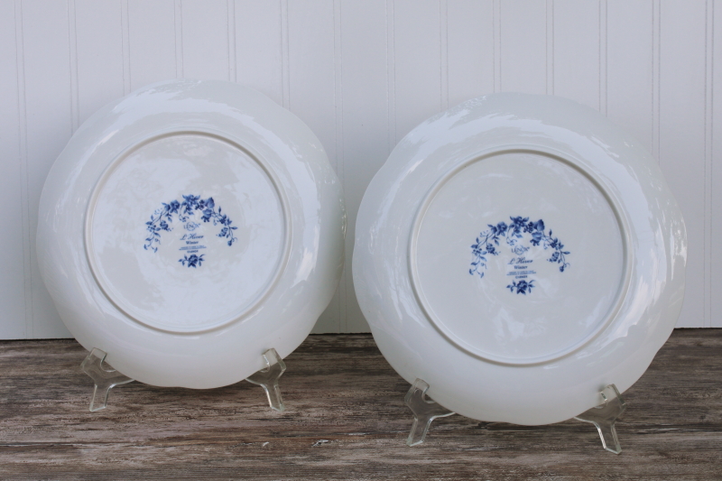 Lenox Les Saisons vintage French country blue white china toile print dinner plates Winter