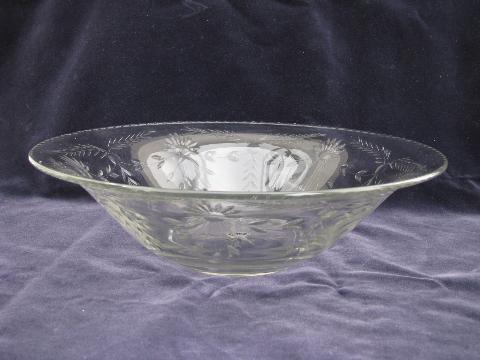 Lotus-Glastonbury vintage elegant cut glass console bowl and pair branched candelabras