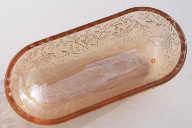 Louisa Floragold iridescent stick butter dish cover, vintage depression glass