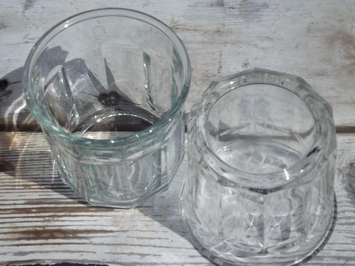 Luminarc France, 6 jelly / preserve jars, wide tumbler drinking glasses