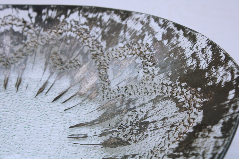 MCM vintage Dorothy Thorpe atomic splash silver art glass bowl, large mod centerpiece