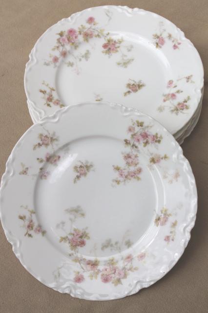 Marie pink floral vintage Haviland Limoges china, small bread & butter or dessert plates