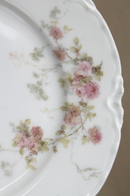 Marie pink floral vintage Haviland Limoges china, small bread & butter or dessert plates
