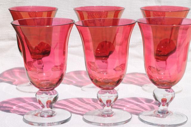 Mariposa Bijoux glass goblets made in Poland, ruby stain wine or water glasses