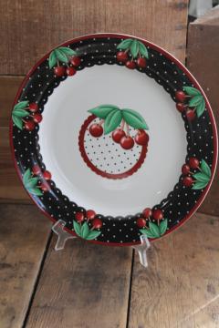 Mary Engelbreit at Home early 2000s vintage Cherries Cameo cherry pattern cake plate
