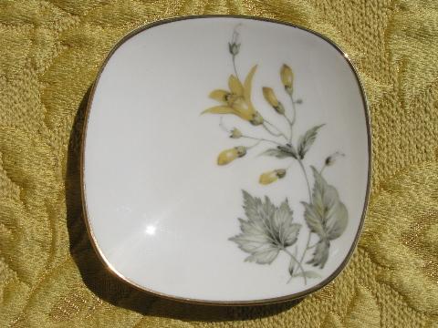 Maybelle yellow floral Krautheim china butter pat plates, perfect set