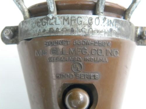 McGill hanging trouble work light w/wire safety cage industrial vintage