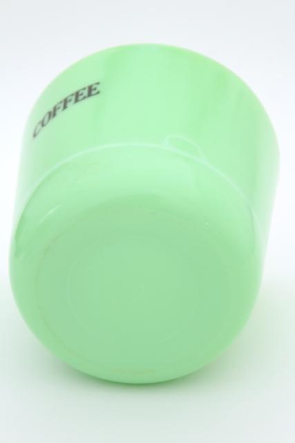 McKee jadite green depression glass Coffee canister jar for 20s 30s vintage hoosier
