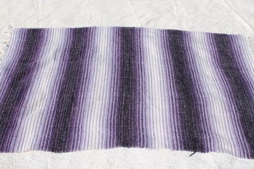 Mexican Indian blanket rug, old Mexico souvenir, striped purple serape 