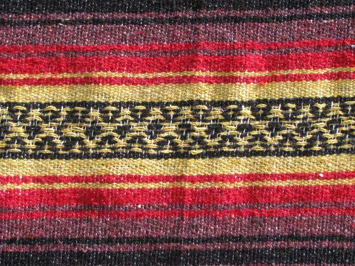 Mexican serape stripes, vintage Indian blanket rug, souvenir of Mexico