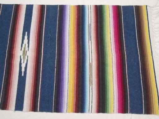 Mexican serape stripes, vintage  Indian blanket runner / rug, souvenir of Mexico