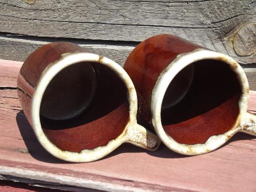 Monmouth brown drip pottery coffee mugs, Farmers Mutual Hail Insurance