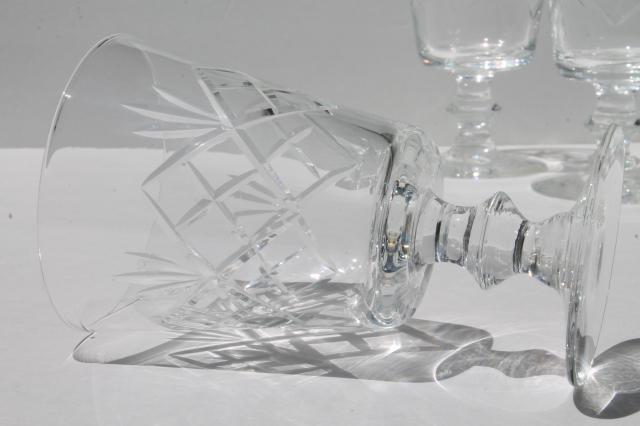 Morgantown glass Starlight pattern crystal water glasses, vintage set of 12 goblets