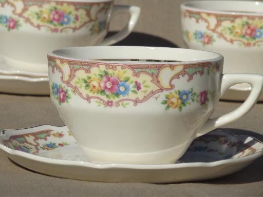 Mount Clemens Mildred china cups & saucers, vintage Mt Clemens pottery