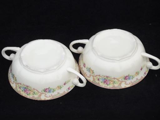 Mt. Clemens pottery Mildred china, double handled cups cream soup bowls