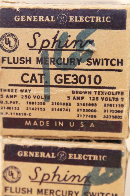 NOS GE Sphinx 3 way light switch 2 mid century vintage silent electrical switches