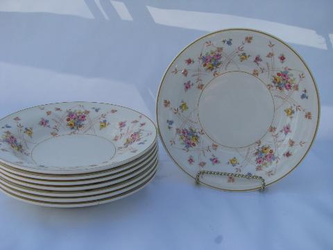 New Princess tiny flowers pattern, vintage American Limoges china, 8 soup bowls