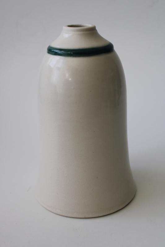 OKeane pottery, hand painted blue iris flower stoneware bottle vase or lamp base