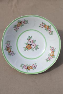 Occupied Japan hand painted china serving dish, large round porcelain bowl w/ flowers