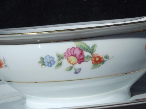 Occupied Japan vintage Noritake hand-painted china gravy boat w/ plate
