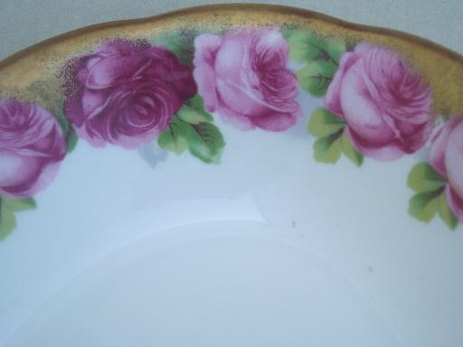 Old English Rose Royal Albert bone china oval serving bowl w/ heavy gold 