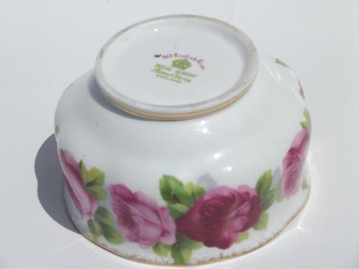 Old English Rose open sugar bowl, vintage Royal Albert bone china