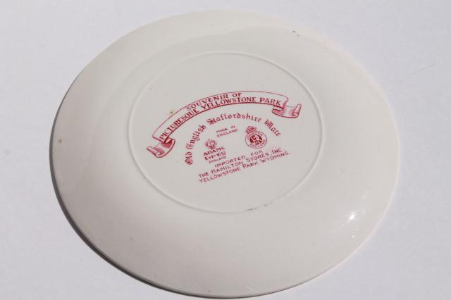 Old Faithful Yellowstone geyser souvenir vintage transferware china plate