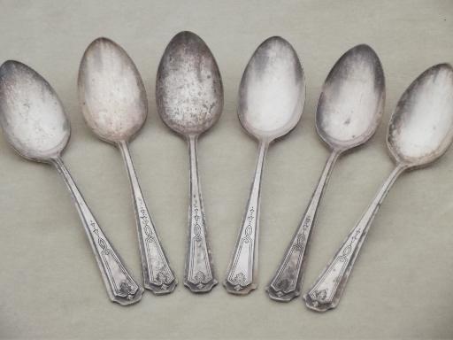 Oneida Beverly Duro Plate silverplate flatware, 1920s vintage teaspoons