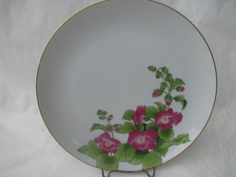 Otagiri - Japan, 8 dinner plates w/ flowers, Gibson Greetings patterns