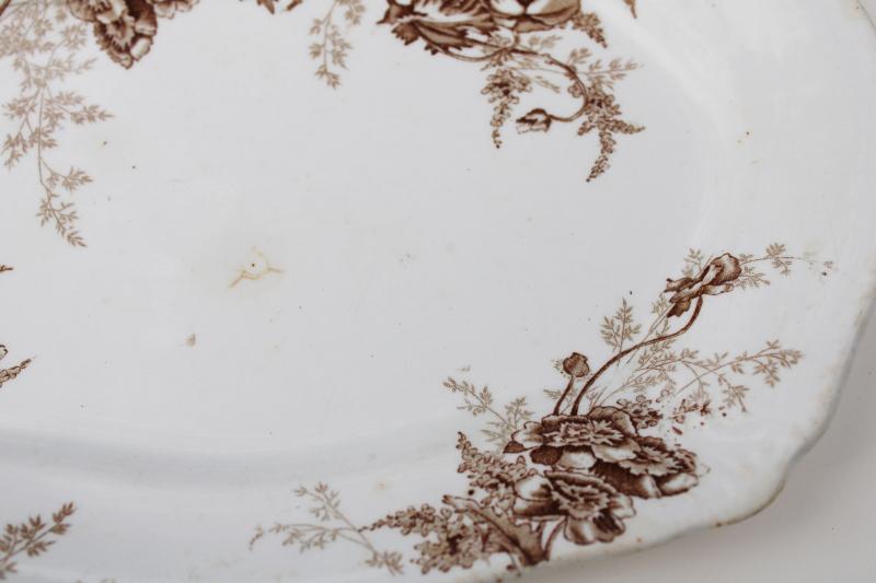 Paris antique brown transferware ironstone china, vintage Johnson Bros England small tray
