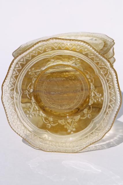 Patrician pattern vintage amber yellow depression glass fruit bowls set of 10