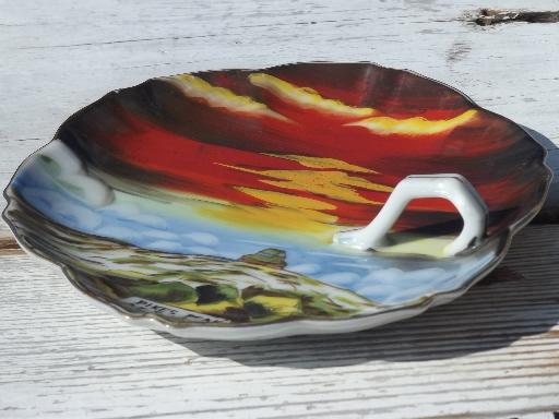 Pikes Peak at Sunrise, vintage hand-painted china plate Made in Japan