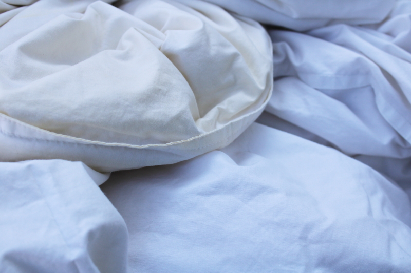Pillowtex crisp white cotton percale comforter, king size down duvet insert, pre-owned vintage