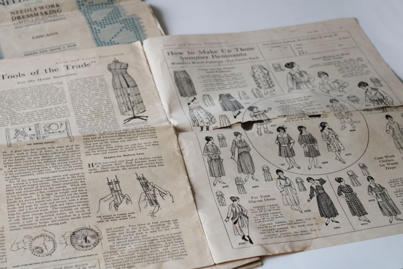Plain and Fancy Needlework magazines vintage 1917, antique fashions in home, dressmaking, millinery